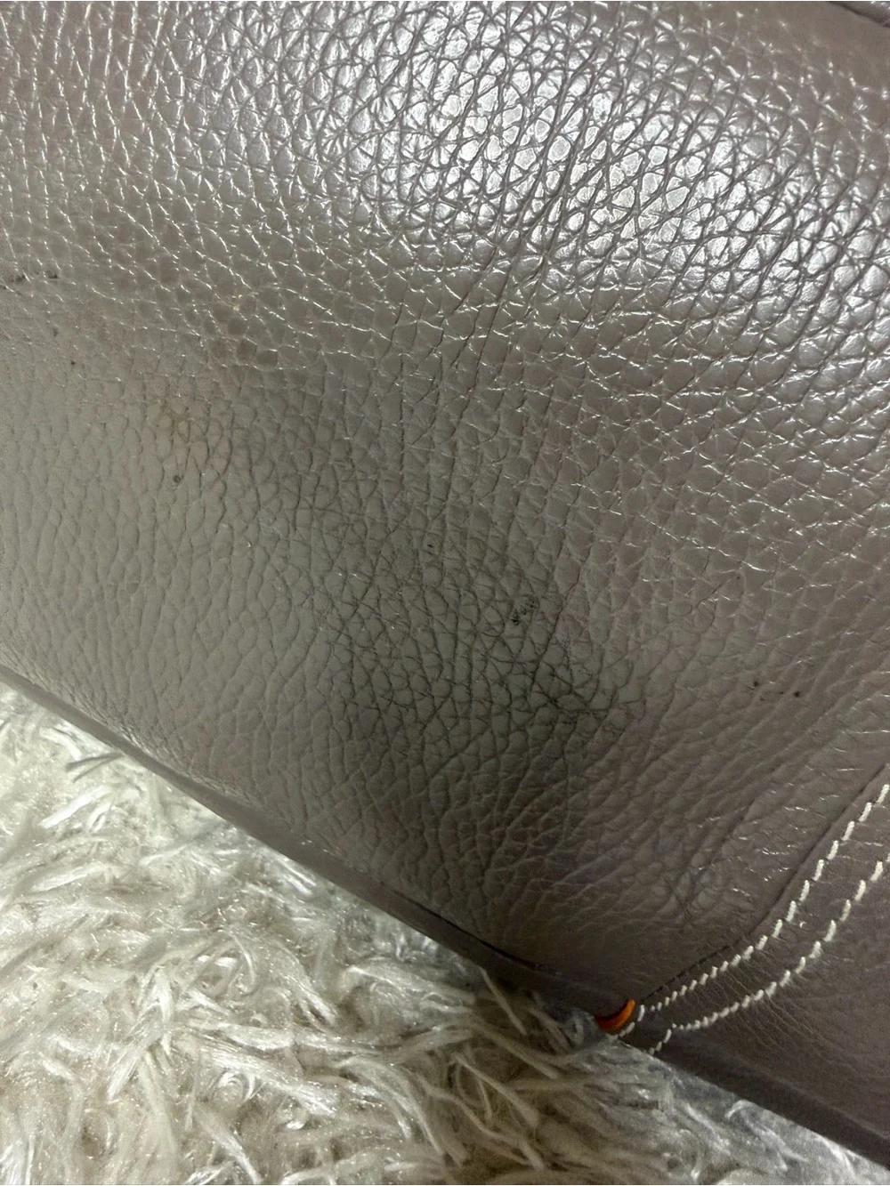 Lancel Taupe Satchel with Orange Accent